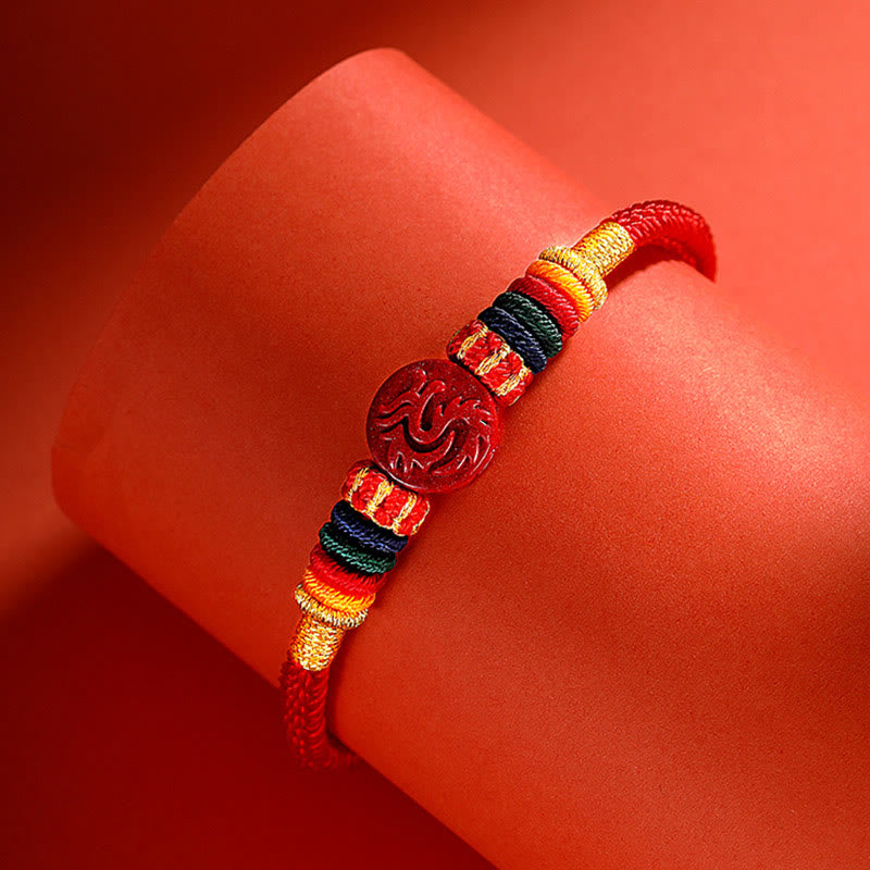 Year of the Dragon 925 Sterling Silver Chinese Zodiac Cinnabar Auspicious Matches Blessing Bracelet (Extra 30% Off | USE CODE: FS30)