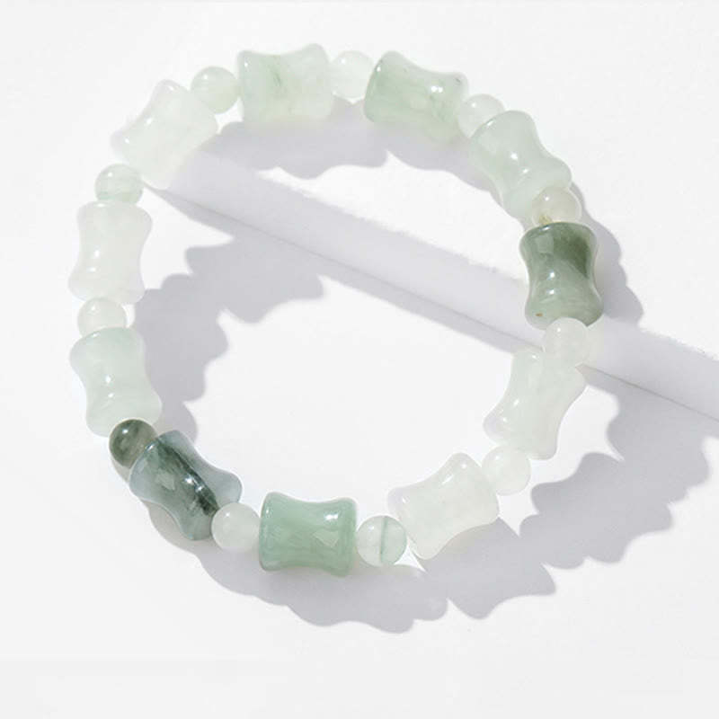 Jade Coconut Shell Bamboo Pattern Abundance Luck Bracelet