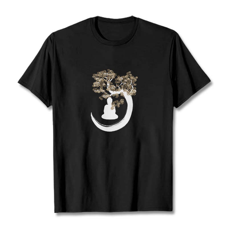 mystic zen Sitting Under The Tree Cotton Tee T-shirt