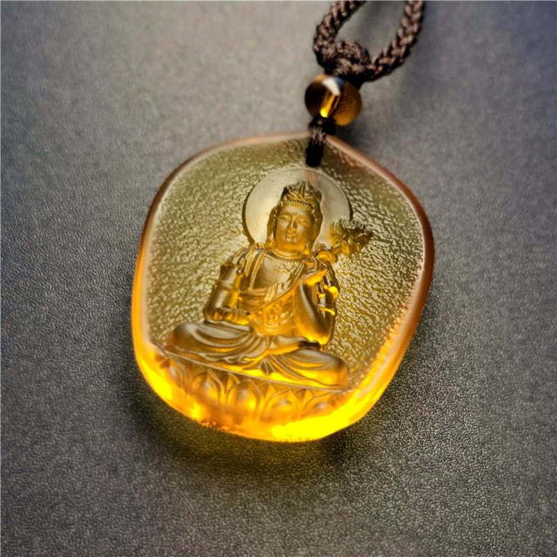 Chinese Zodiac Natal mystic zen Blessing Liuli Crystal Compassion Necklace Pendant