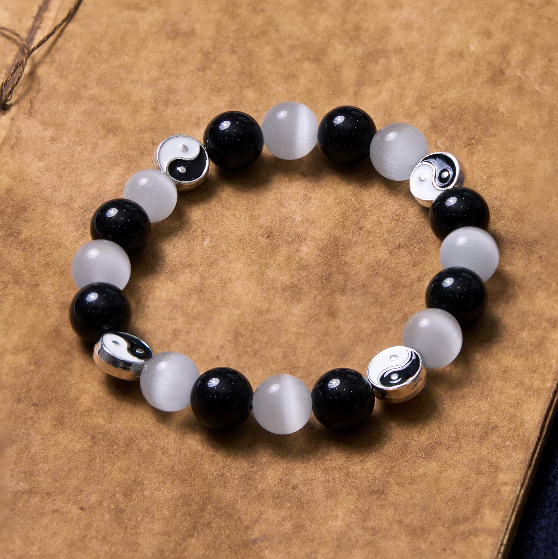 Black Obsidian Cat's Eye Yin Yang Purification Strength Bracelet