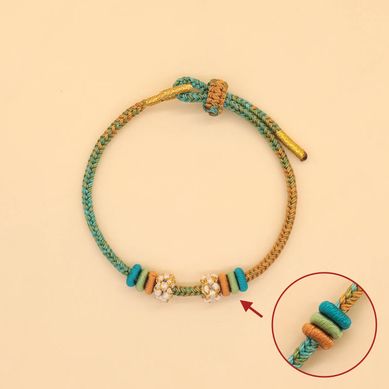 Handmade Eight Thread Peace Knot Peach Blossom Knot Luck Rope Braided Bracelet