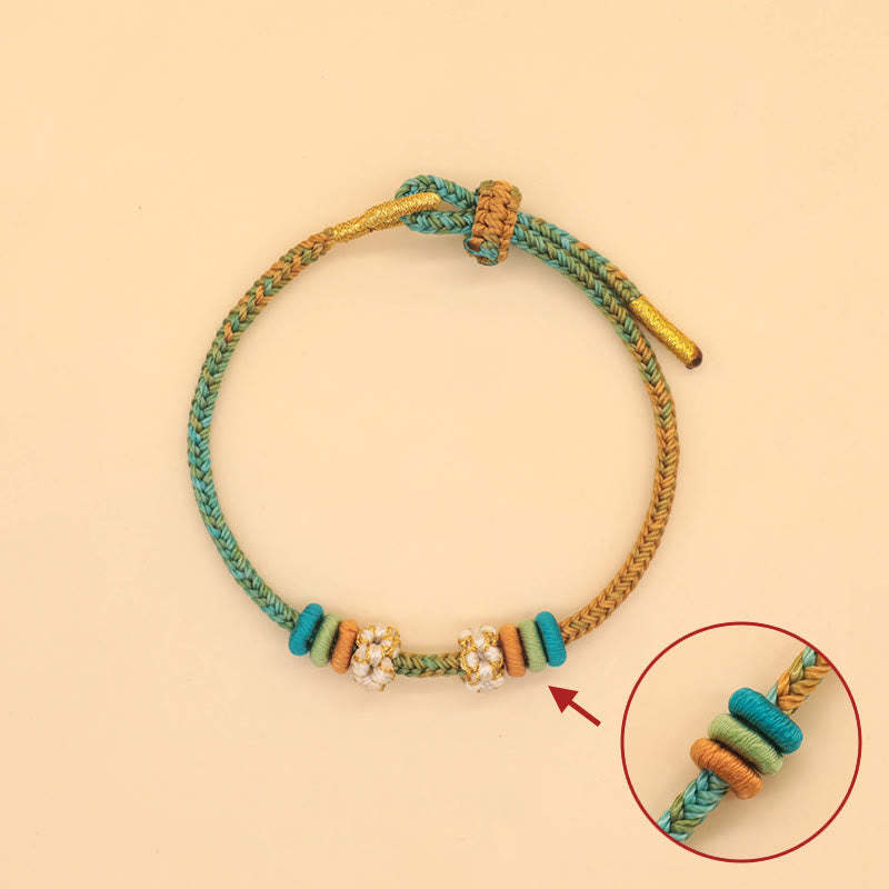 Handmade Eight Thread Peace Knot Peach Blossom Knot Luck Rope Braided Bracelet