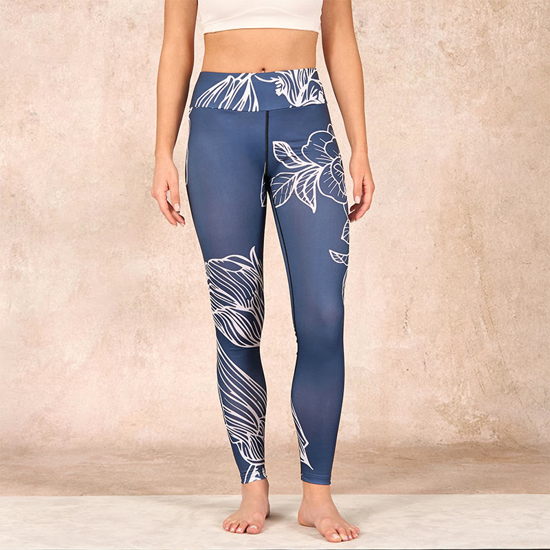 Peony Epiphyllum Flowers Print Gym Fitness Leggings Women's Yoga Pants