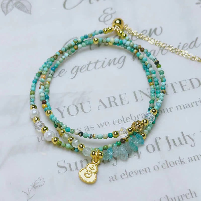 Turquoise Beaded Strength Triple Wrap Bracelet