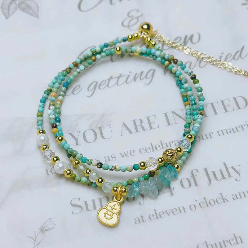 Turquoise Beaded Strength Triple Wrap Bracelet