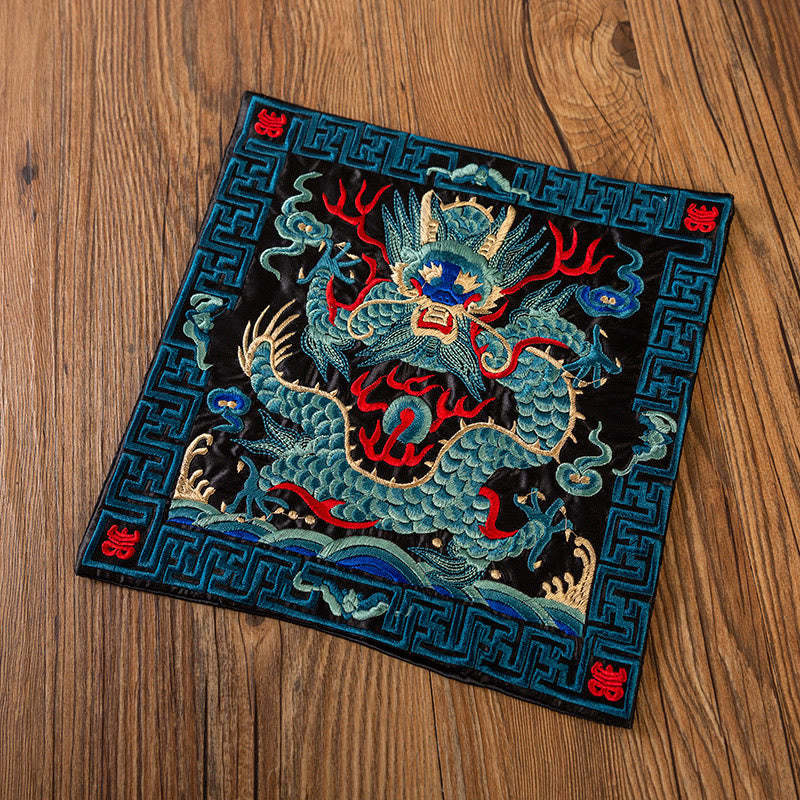 Phoenix Dragon Kirin Embroidery Cup Mat Pad Tea Cup Coaster Kung Fu Tea Mat
