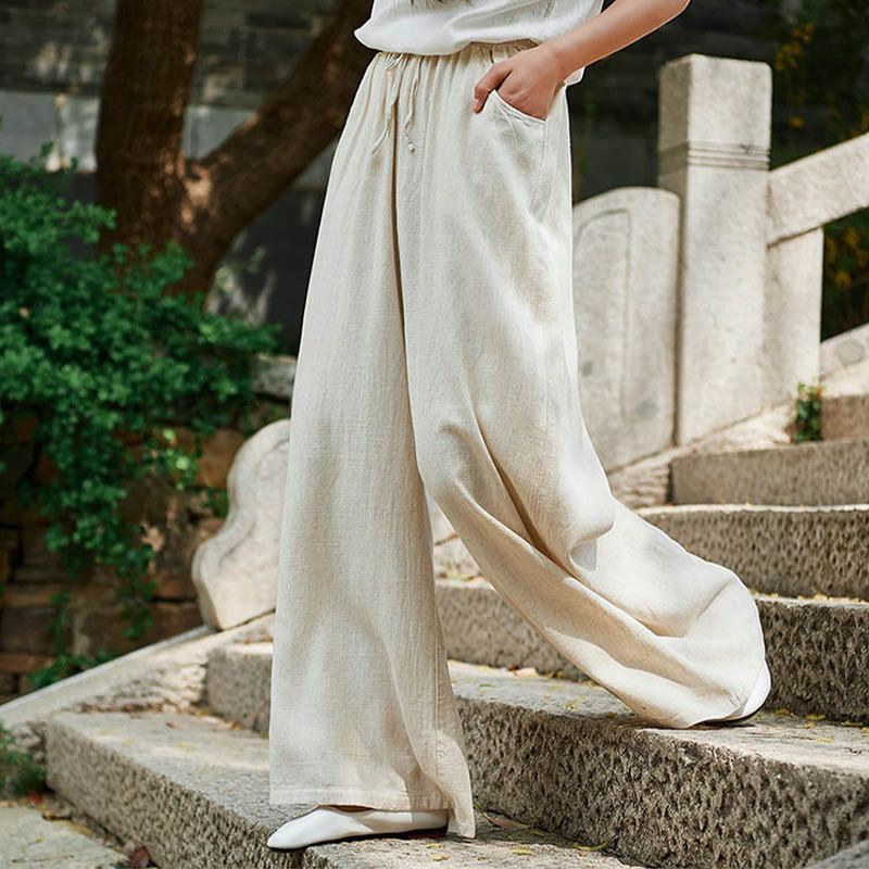 Plain Wide Leg Pants Dance Women's Yoga Pants With Pockets