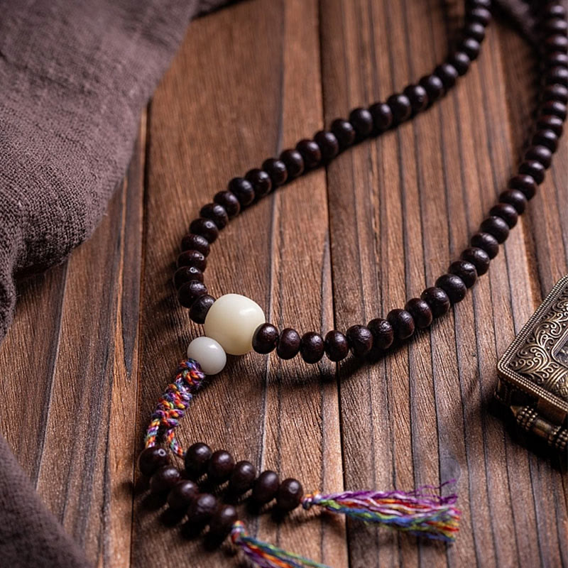 108 Mala Beads Bowl Bodhi Seed Colored Rope Peace Bracelet