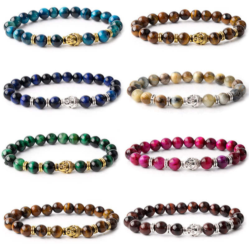 Blue Green Red Tiger Eye mystic zen Head Balance Bracelet