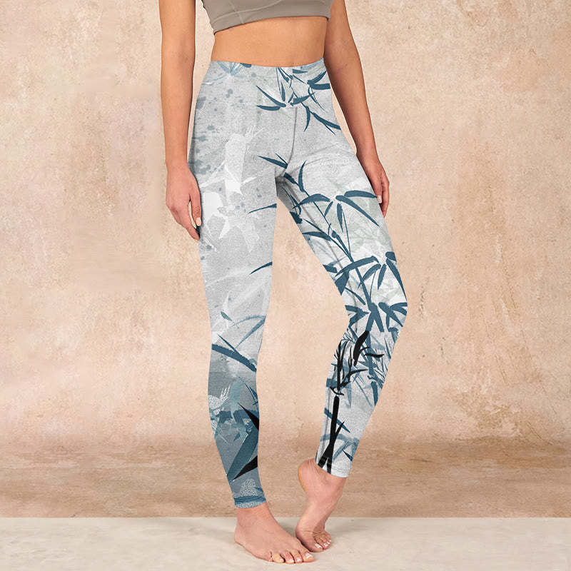 Bamboo Print Gym Leggings Women's Yoga Pants