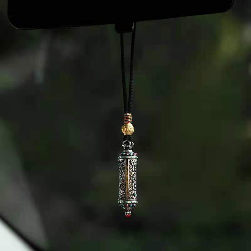 Tibetan Avalokitesvara Silver Wealth Protection Decoration