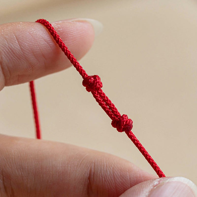 Handmade 925 Sterling Silver Fu Character Red Agate Fortune Braided Ultra-Thin Rope Bracelet