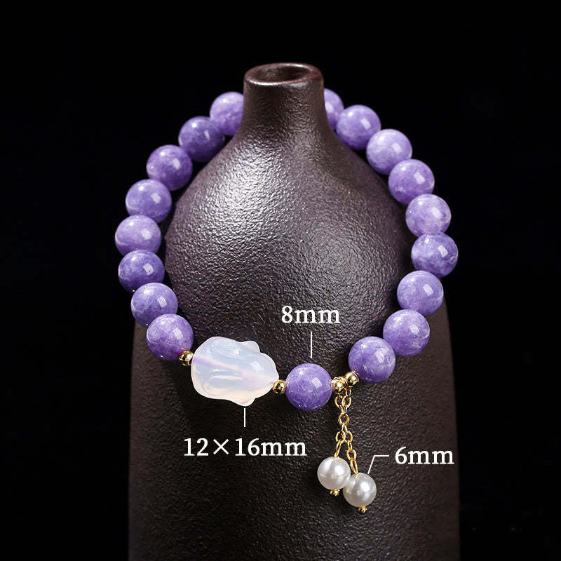 Natural Purple Chalcedony Rabbit Healing Bead Bracelet