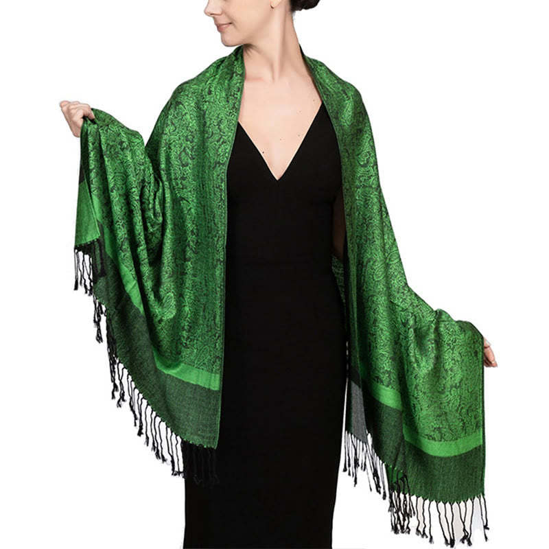Tibetan Cashew Jacquard Tassels Shawl Spring Fall Winter Warm Cozy Scarf Wrap
