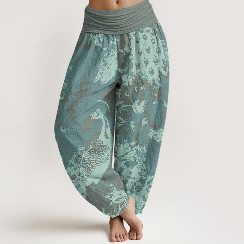 Casual Peacock Grassland Women's Elastic Waist Harem Pants