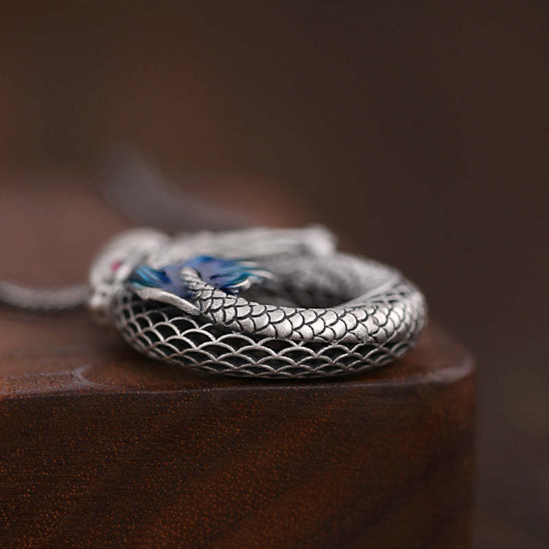 999 Sterling Silver Year Of The Dragon Auspicious Peace Buckle Carved Success Necklace Pendant (Extra 30% Off | USE CODE: FS30)