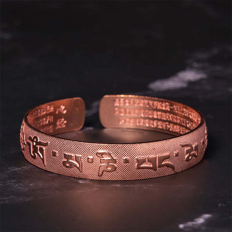 Six True Words 'Om Mani Padme Hum' Heart Sutra Copper Brass Luck Bracelet Bangle