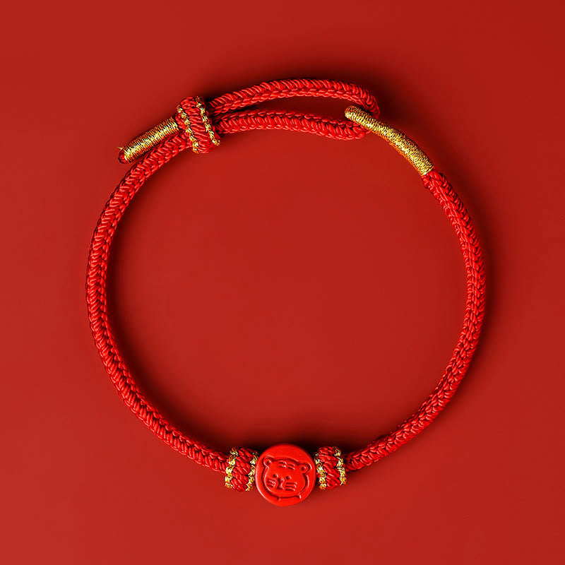 Chinese Zodiac Red String Eight Thread Peace Knot Cinnabar Protection Luck Bracelet