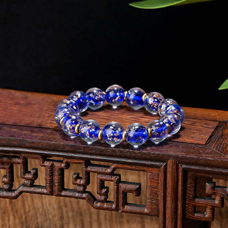 Gold Swallowing Beast Family Charm Luminous Fluorescent Liuli Glass Bead Success Bracelet