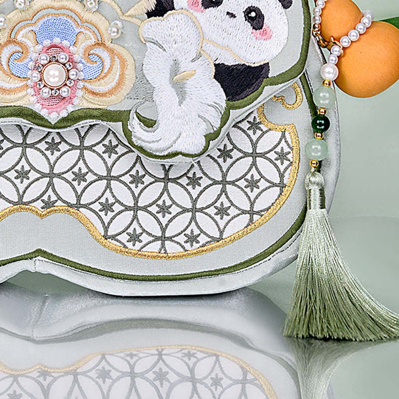 Panda Flowers Gourd Pendant Shoulder Bag Crossbody Bag
