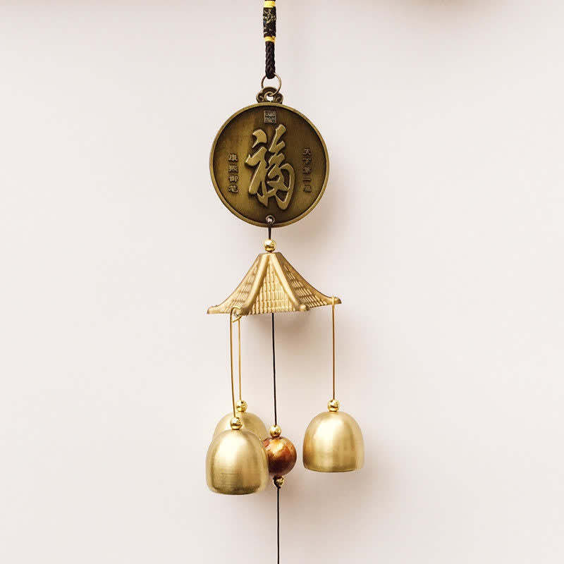 Blessing Letter Elephant Bagua Auspicious Coin Wall Hanging Chime Bell Handmade Home Decoration