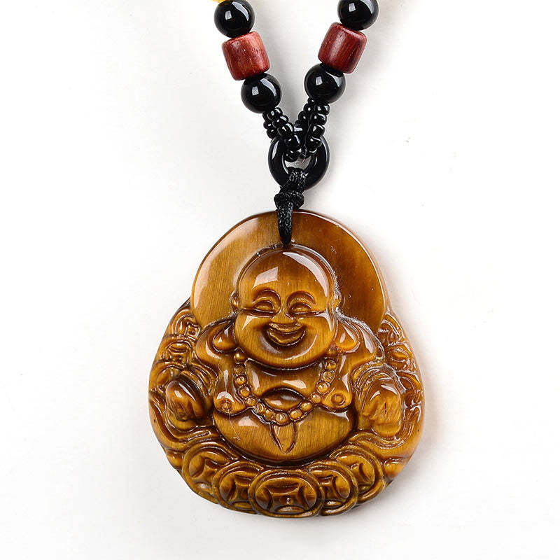 Tiger's Eye Laughing mystic zen Blessing Necklace