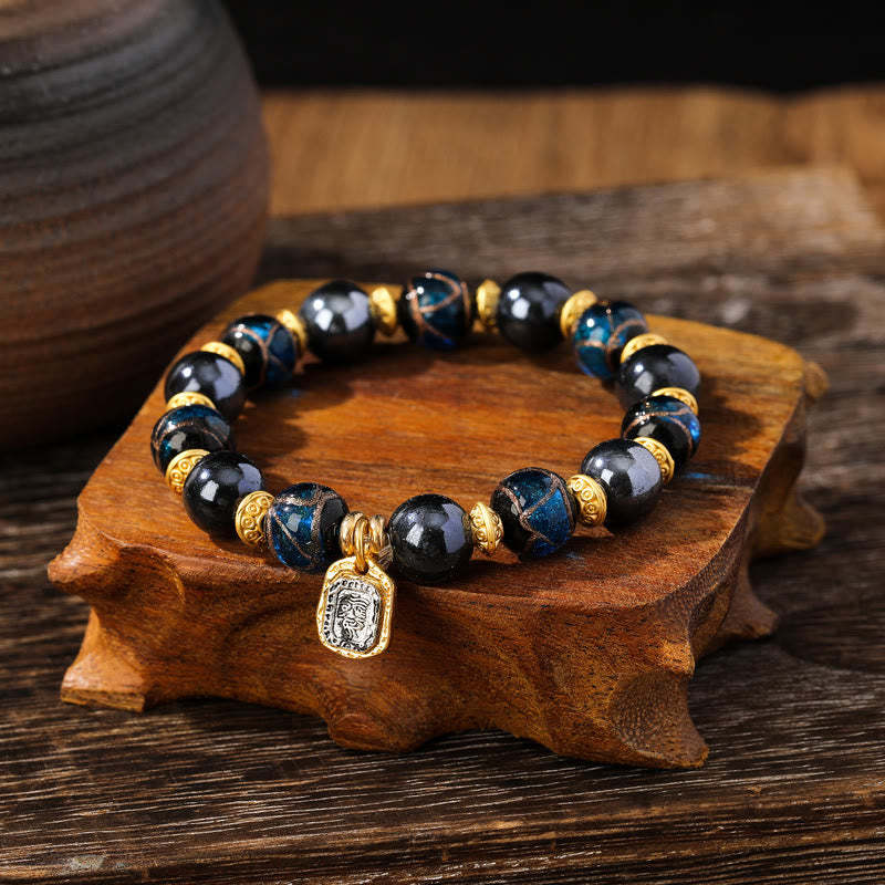 Tibetan Zakiram Goddess of Wealth Liuli Glass Incense Ash Porcelain Bead Luck Bracelet (Extra 30% Off | USE CODE: FS30)