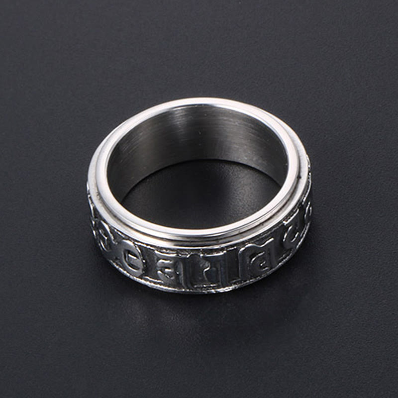 Tibetan Om Mani Padme Hum Titanium Steel Spinner Balance Ring