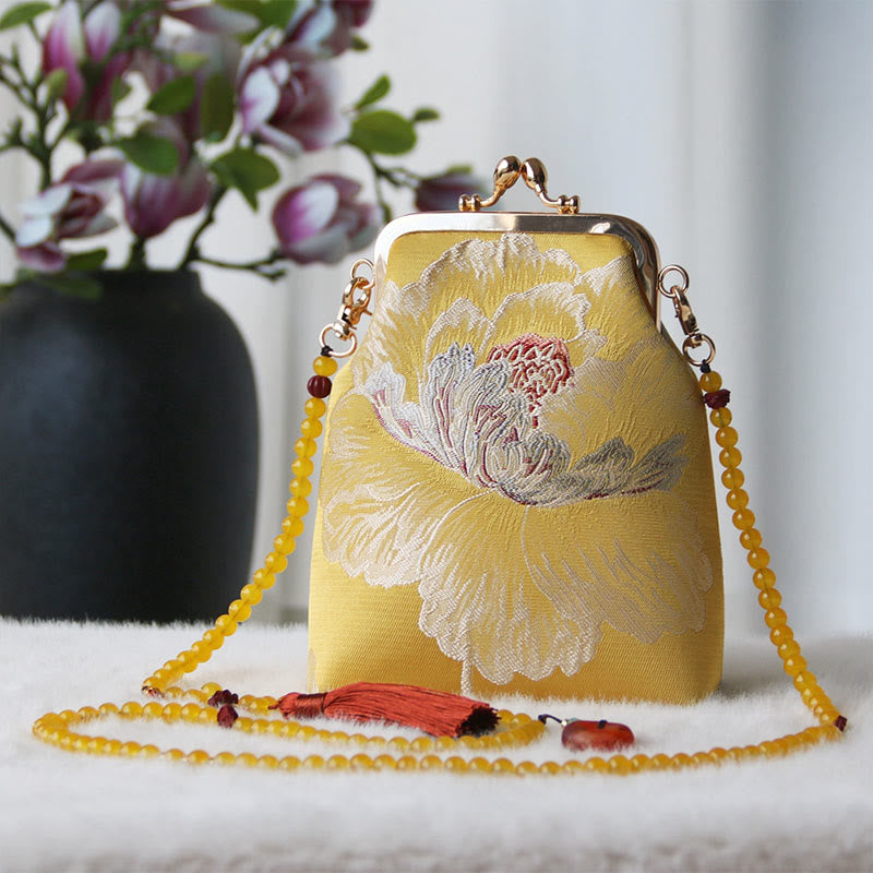 Retro Chinese Embroidery Pearl Chain Crossbody Bag Shoudler Bag
