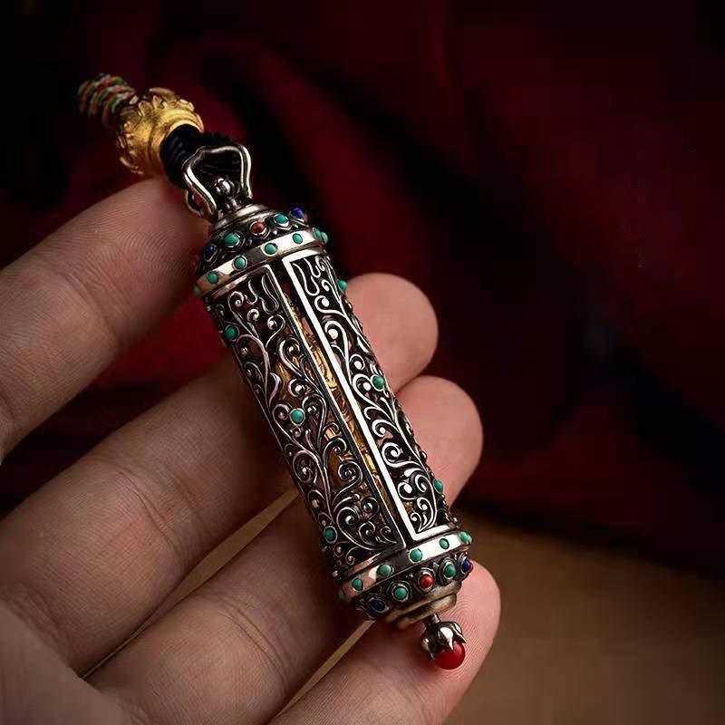 Tibetan Avalokitesvara Silver Wealth Protection Decoration