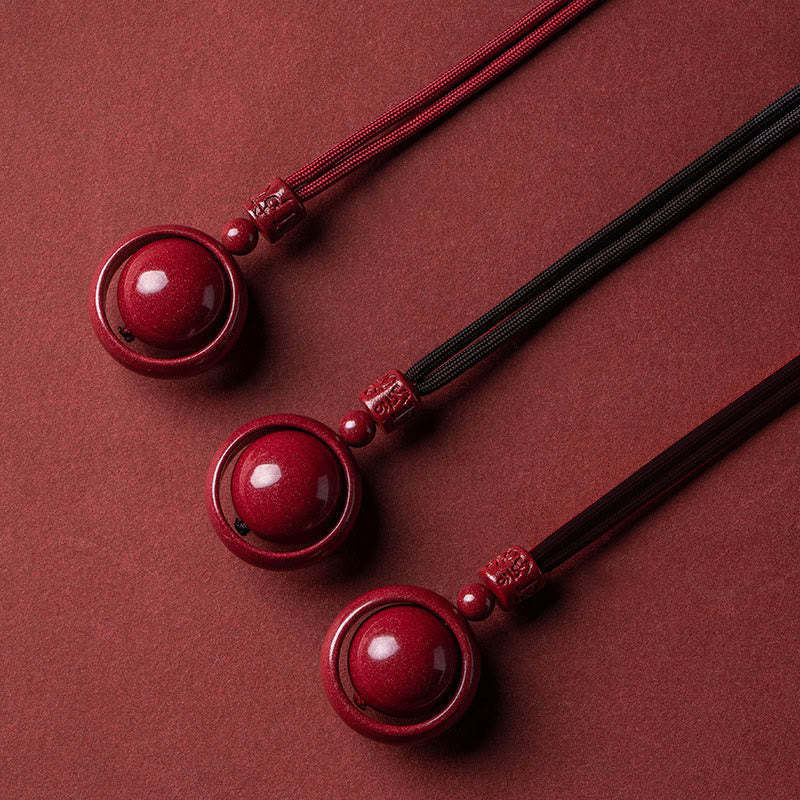 Cinnabar Om Mani Padme Hum PiXiu Blessing Lucky Bead Necklace Pendant