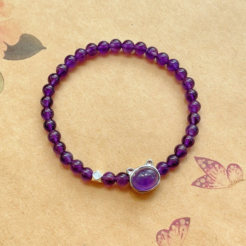 Amethyst Faceless Cat Balance Bracelet