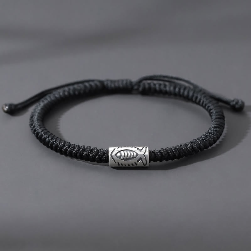 Tibet Koi Fish Wealth Black String Bracelet