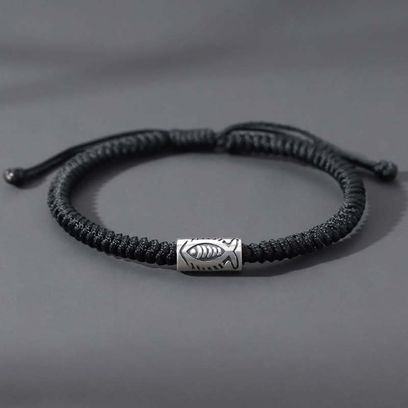 Tibet Koi Fish Wealth Black String Bracelet