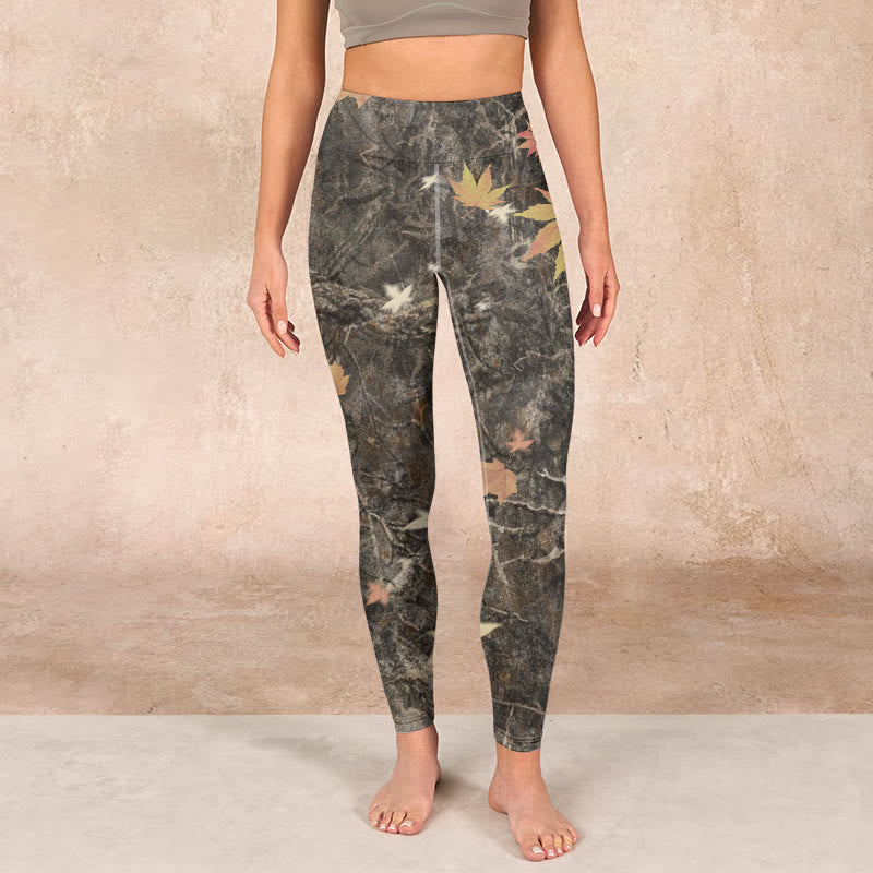 Maple Leaves Print Gym Leggings Women's Yoga Pants