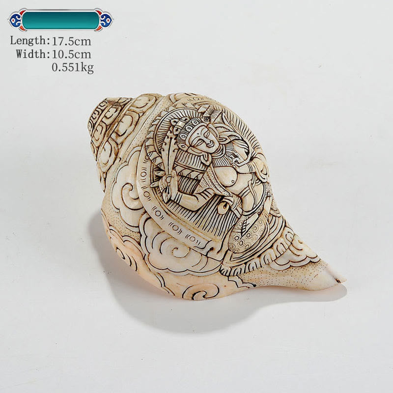 Tibetan Handmade Engraved Shankha mystic zen Avalokitesvara Conch Shell Wealth Decoration