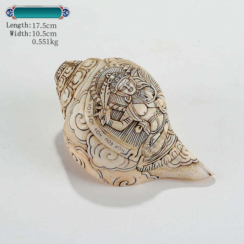 Tibetan Handmade Engraved Shankha mystic zen Avalokitesvara Conch Shell Wealth Decoration