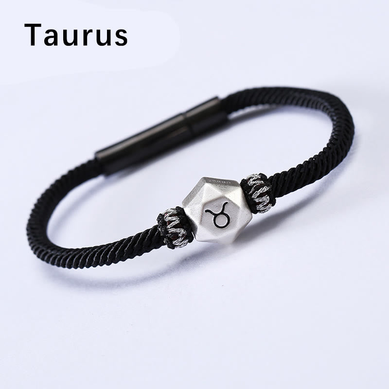 999 Sterling Silver 12 Constellations of the Zodiac Protection Handmade String Bracelet