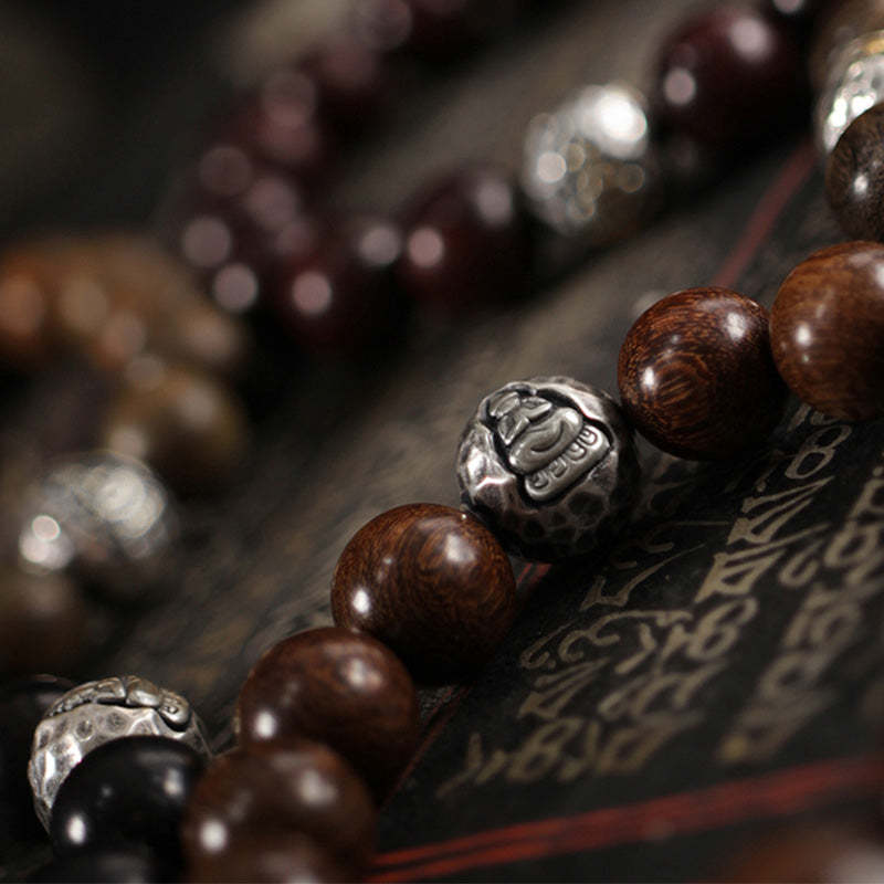 999 Sterling Silver Green Sandalwood Small Leaf Red Sandalwood mystic zen Cure Bracelet