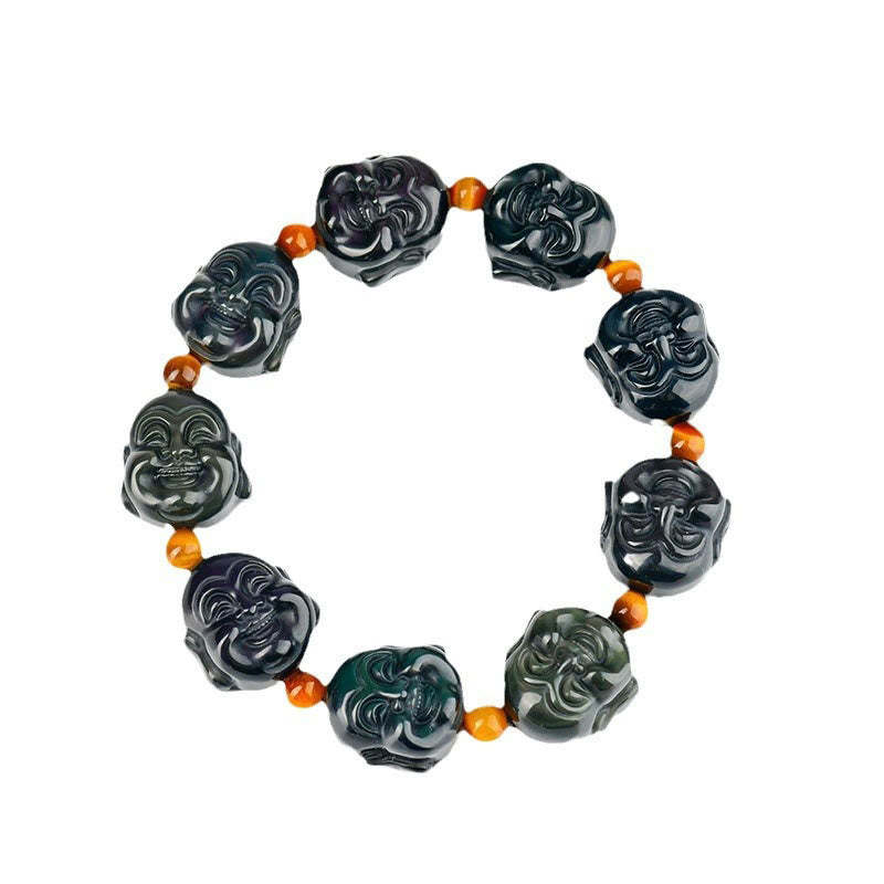 Rainbow Obsidian Laughing mystic zen Positive Transformation Bracelet