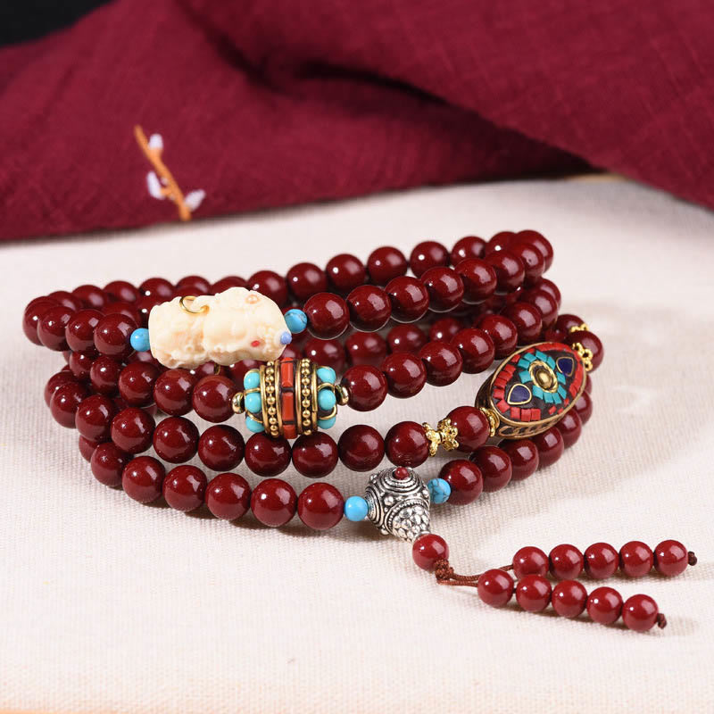 Cinnabar Bodhisattva Tara Symbol Calm Bracelet Mala