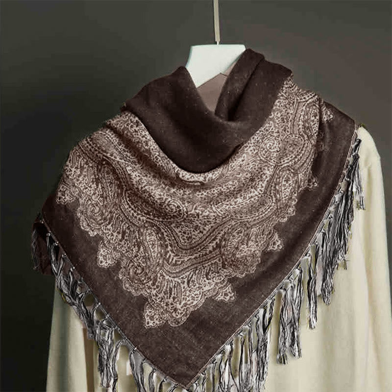 Tibetan Cashew Jacquard Colorful Flower Print Tassels Shawl Fall Winter Soft Warm Scarf Wrap