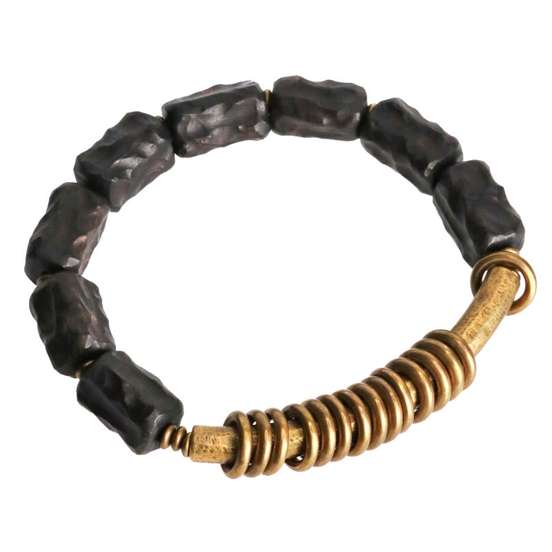 Ebony Wood Copper Brass Circular Ring Peace Bracelet