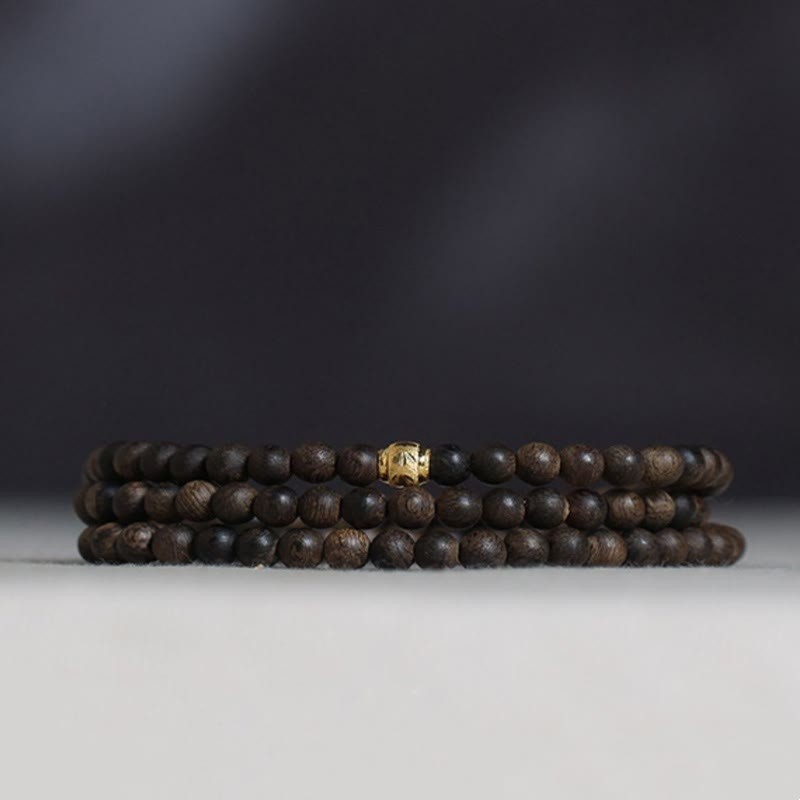 108 Mala Beads 999 Gold Bead Rare 5mm Brunei Black Qinan Agarwood Peace Strength Bracelet