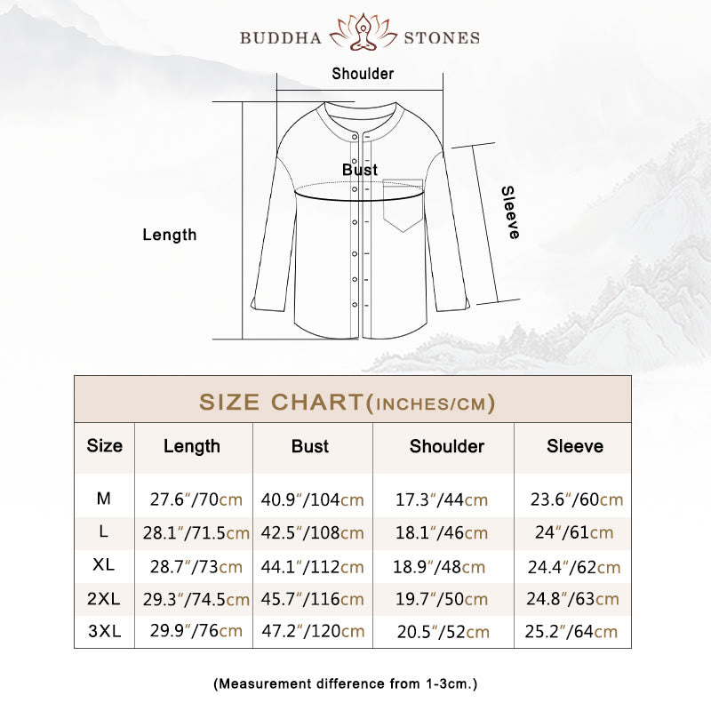 Men's Long Sleeve Stand Collar With Pocket Pure Color Casual Cotton Linen Shirt
