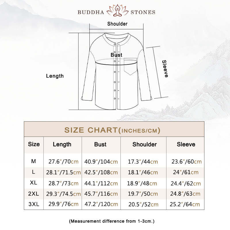Men's Long Sleeve Stand Collar With Pocket Pure Color Casual Cotton Linen Shirt