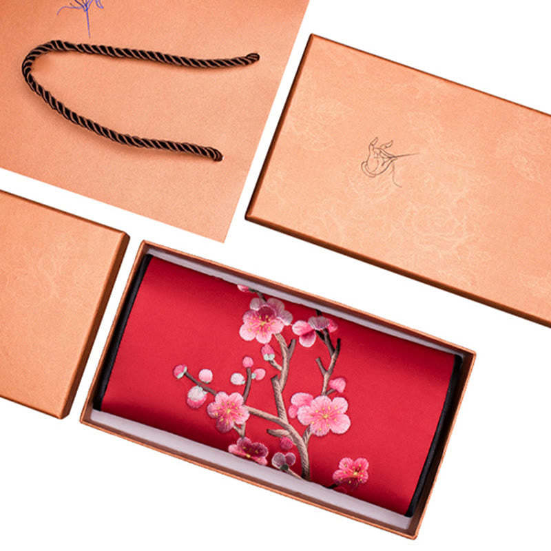 Plum Bossom Su Embroidery Journey Shopping Long Purse Handbag