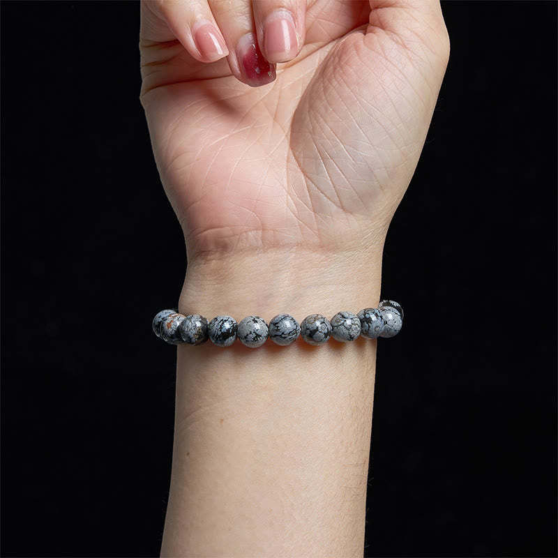 mystic zen Stone Snowflake Obsidian Balance Bracelet