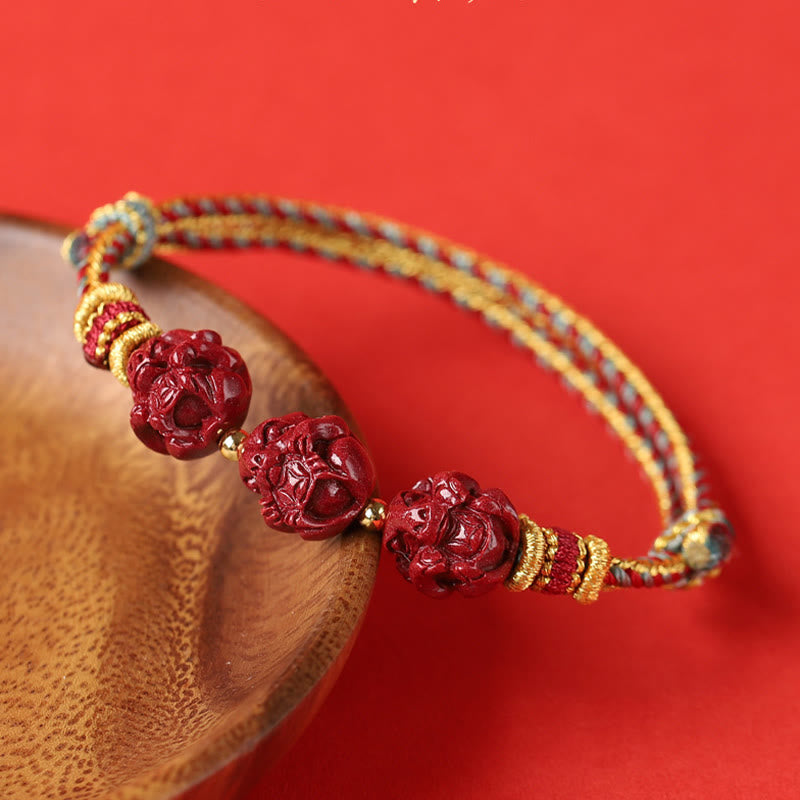 Handmade Red String Cinnabar Chinese Zodiac Braided Blessing Bracelet